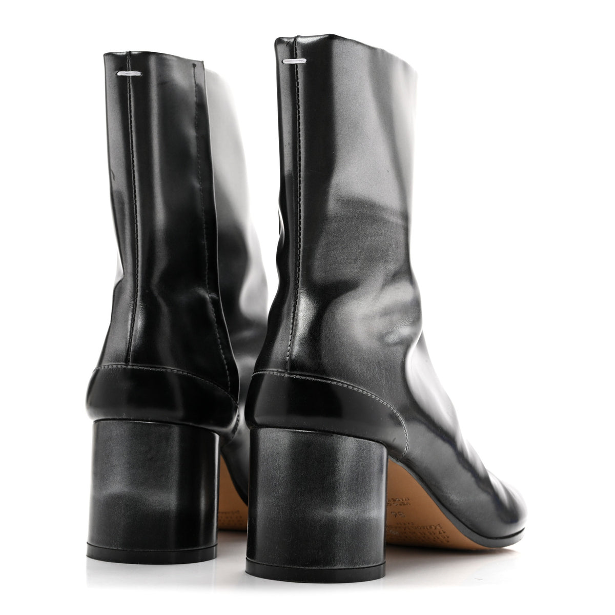 Metallic Calfskin Tabi 60mm Ankle Boots 36 Black Silver