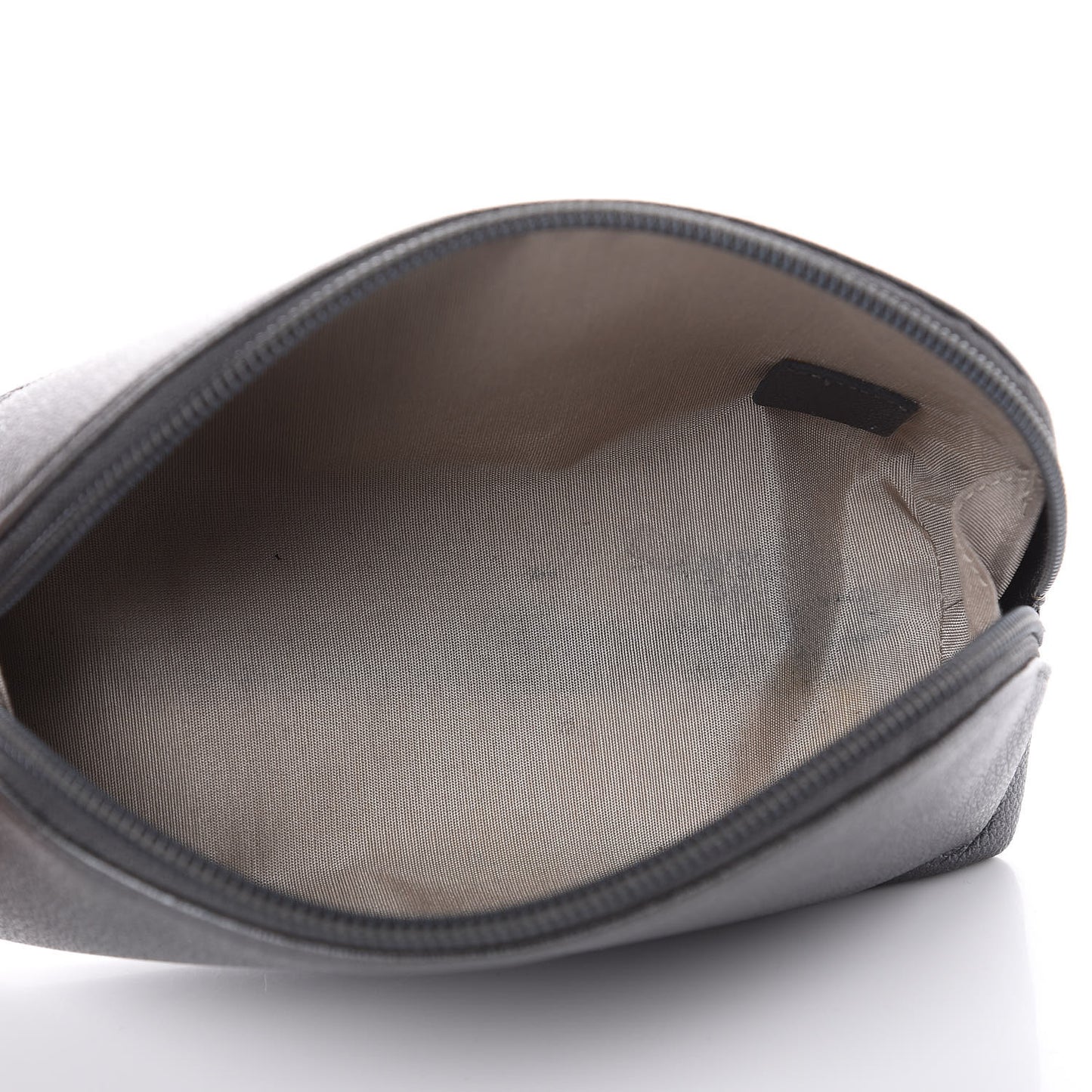 Goatskin Camellia Embossed Cosmetic Case Dark Grey