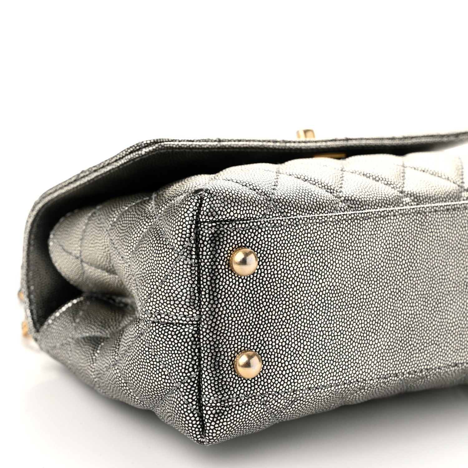 Chanel Metallic Caviar Quilted Mini Coco Handle Flap Silver 9 of 10