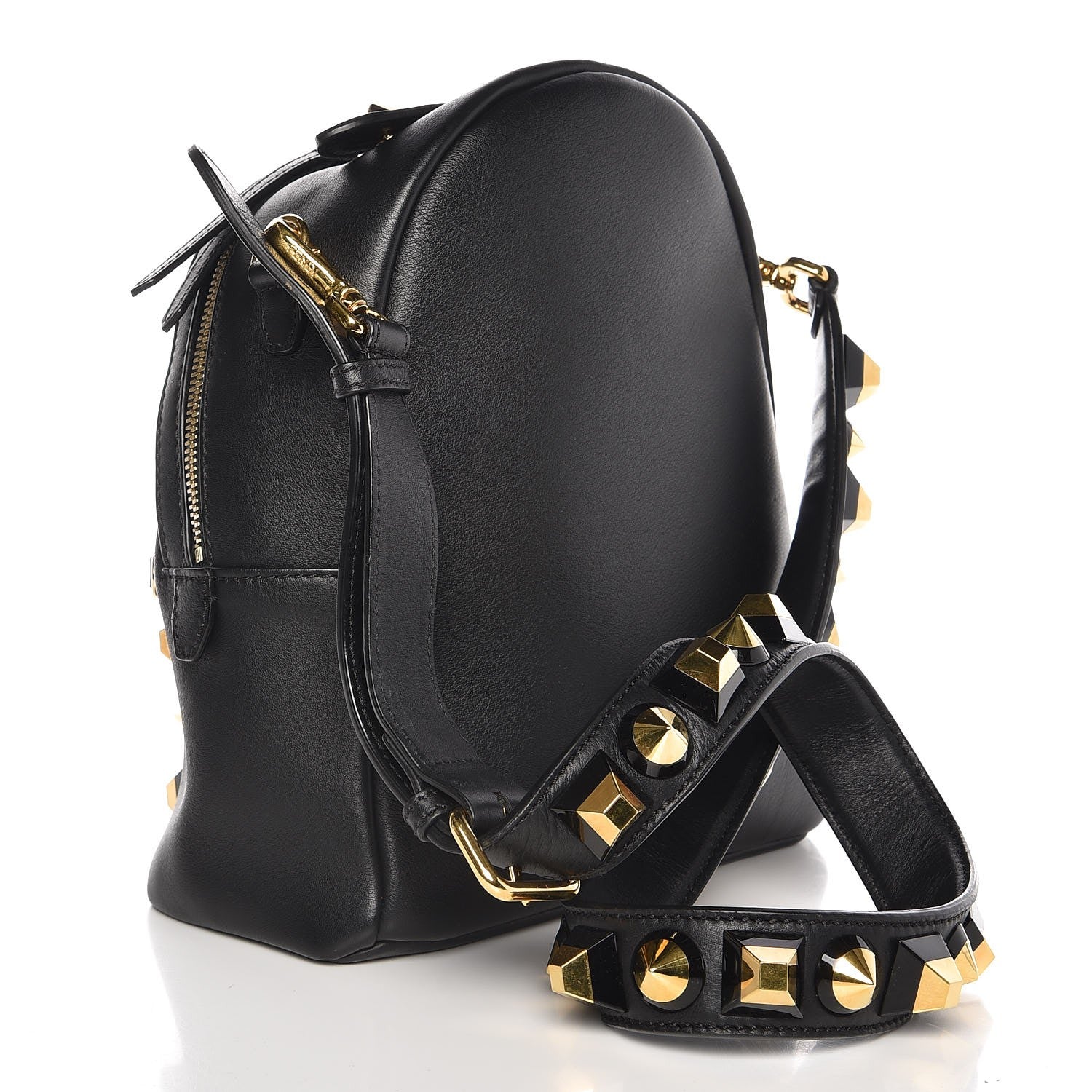 Fendi Vitello Dolce Studded Mini Backpack Black 3 of 8