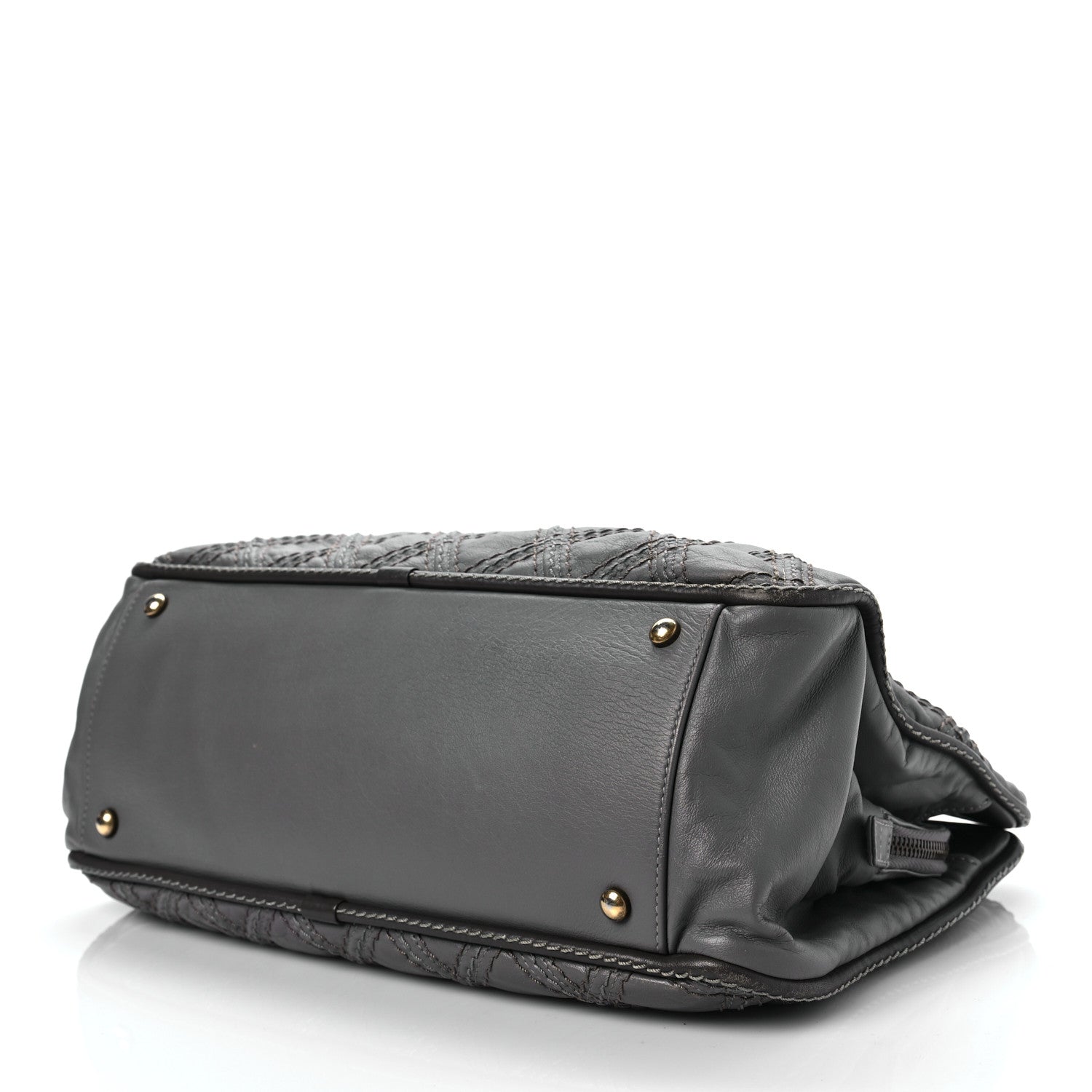 Chanel Calfskin Quilted Stitch Triptych Tote Grey 7 of 9
