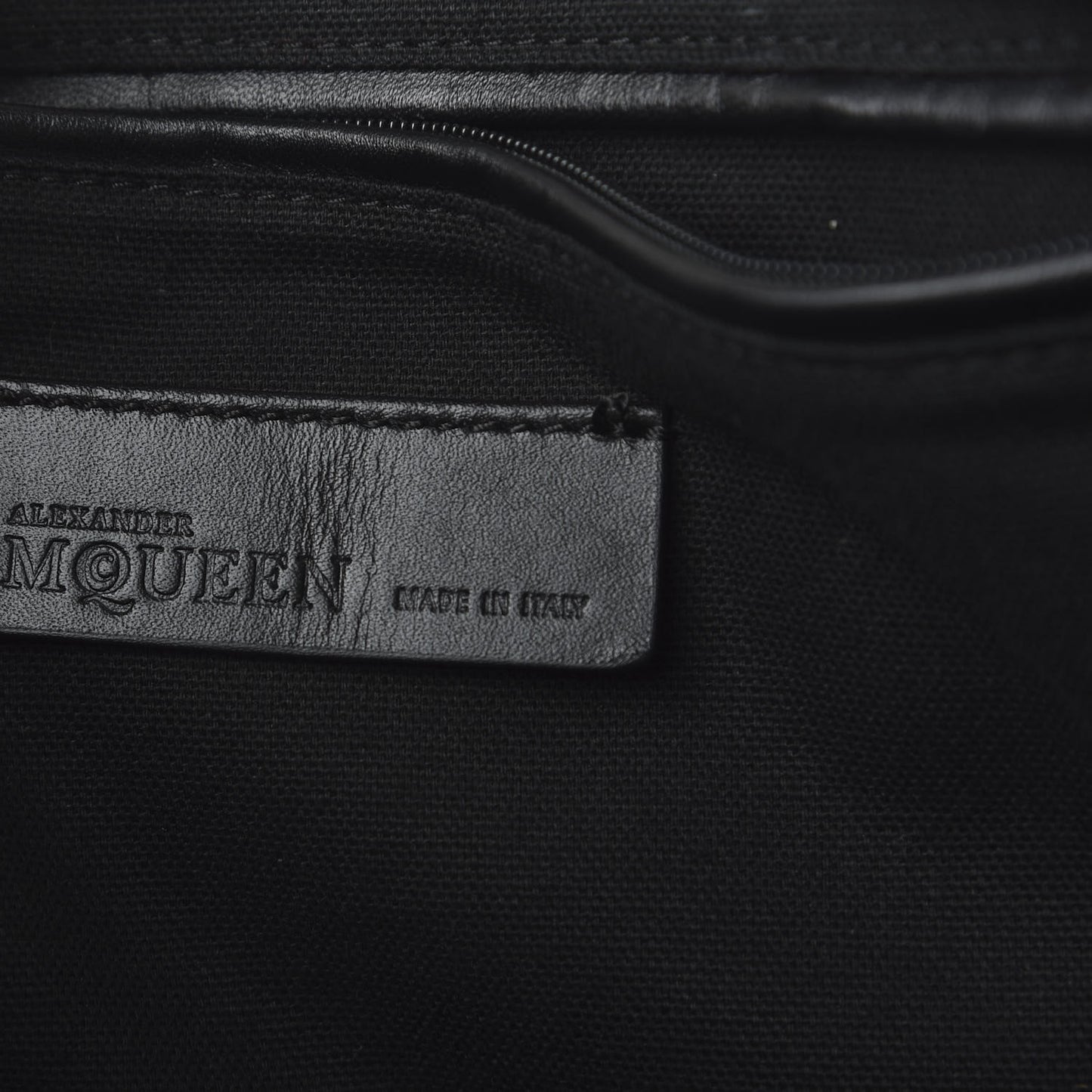 Calfskin Large Studded Padlock Zip Around Tote Black White