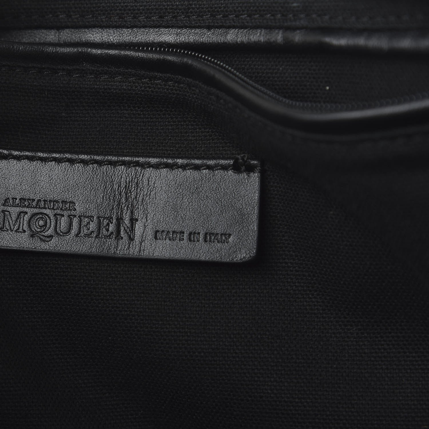 Alexander McQueen Calfskin Large Studded Padlock Zip Around Tote Black White 8 of 9