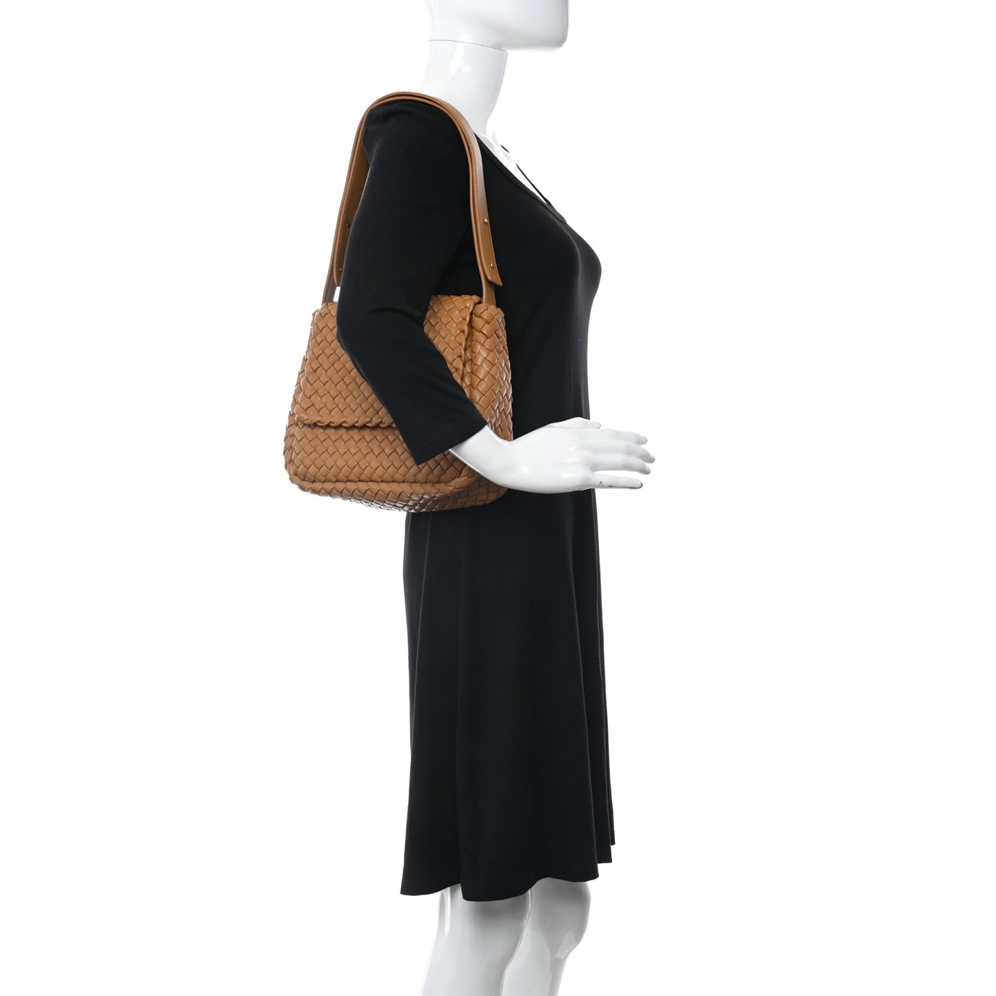 Nappa Intrecciato Cobble Shoulder Bag Caramel
