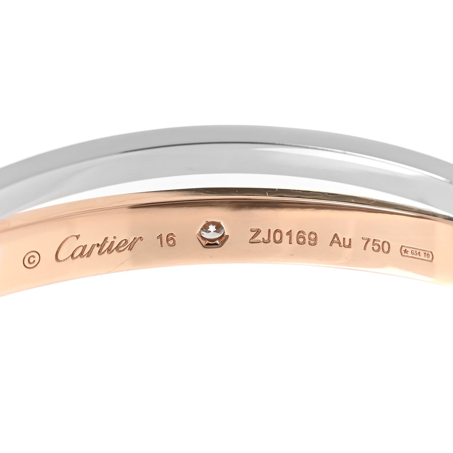 18K Pink White Gold 12 Diamond Double LOVE Bracelet 16
