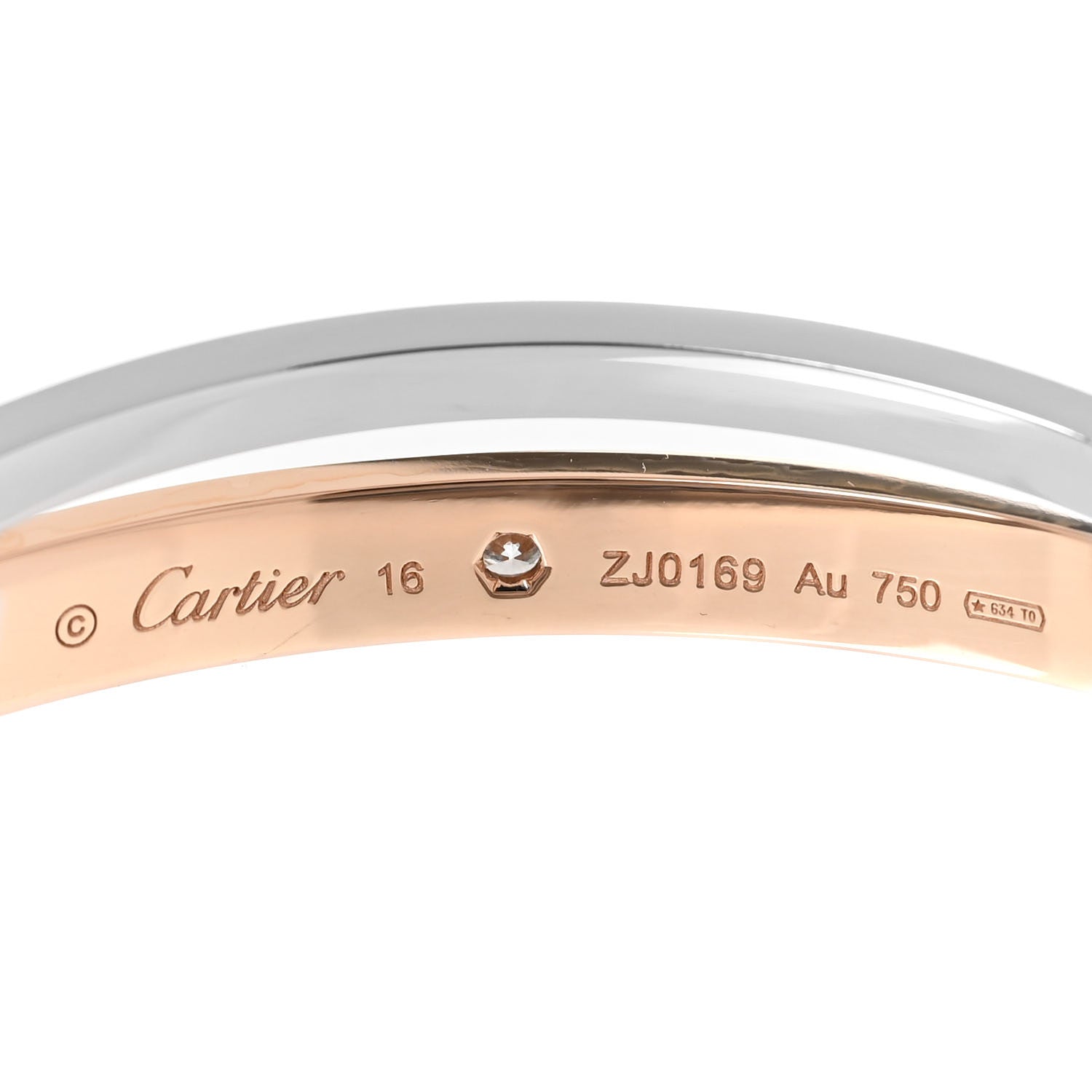 Cartier 18K Pink White Gold 12 Diamond Double LOVE Bracelet 16 4 of 6