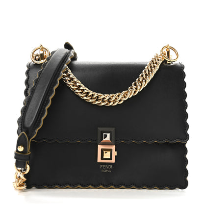 Fendi Vitello Liberty Scalloped Studded Small Kan I Shoulder Bag Black 1 of 10