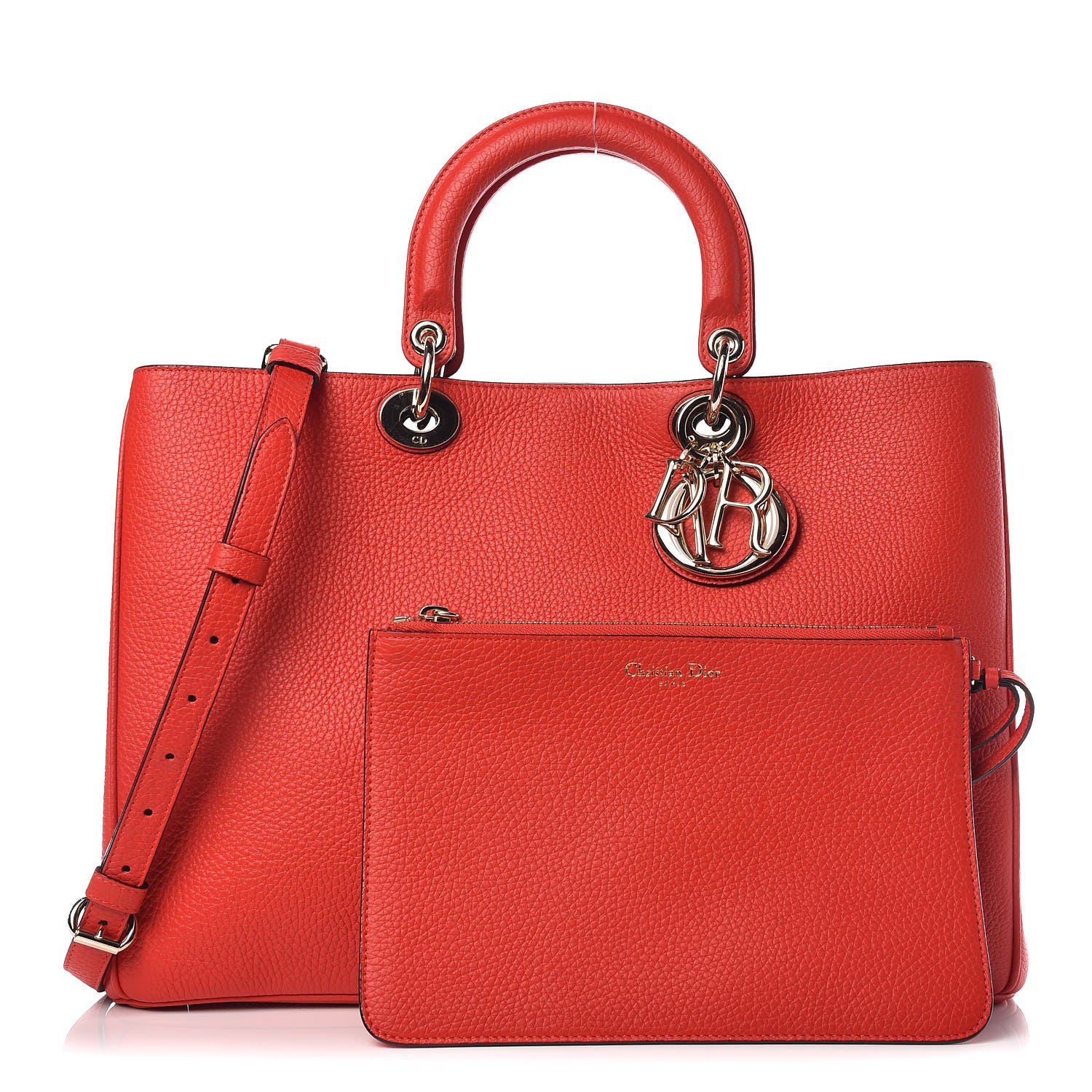 Christian Dior Bullcalf Large Diorissimo Tote Red 4 of 13