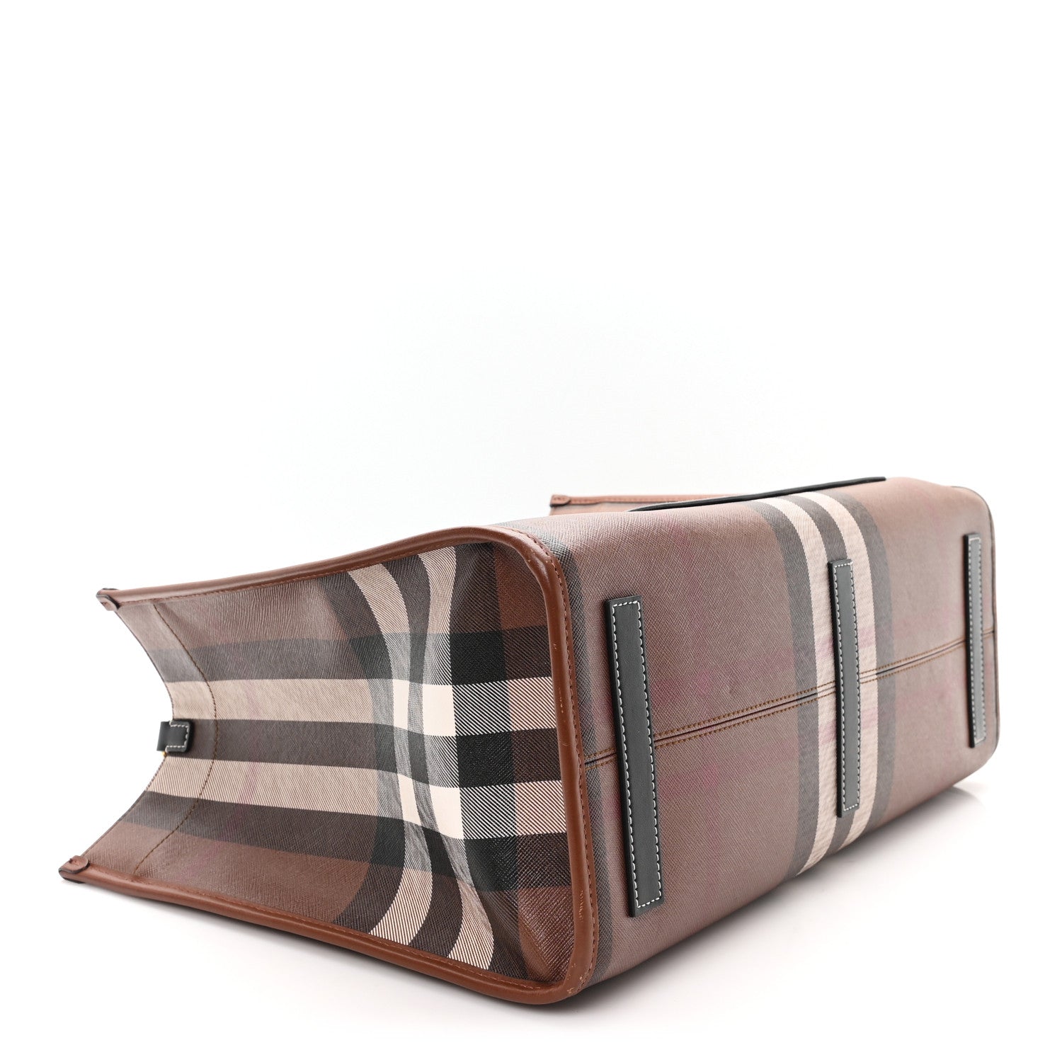 Burberry E-Canvas Check Calfskin Medium Freya Tote Dark Birch Brown 4 of 11
