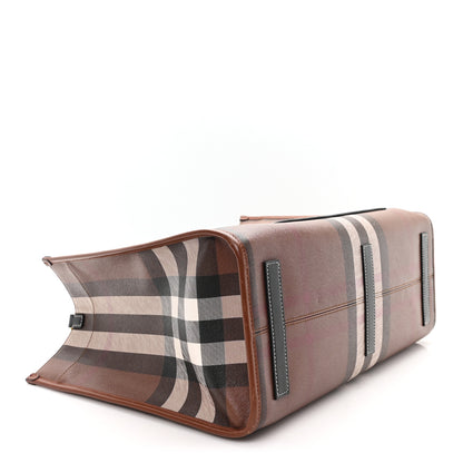 Burberry E-Canvas Check Calfskin Medium Freya Tote Dark Birch Brown 4 of 11