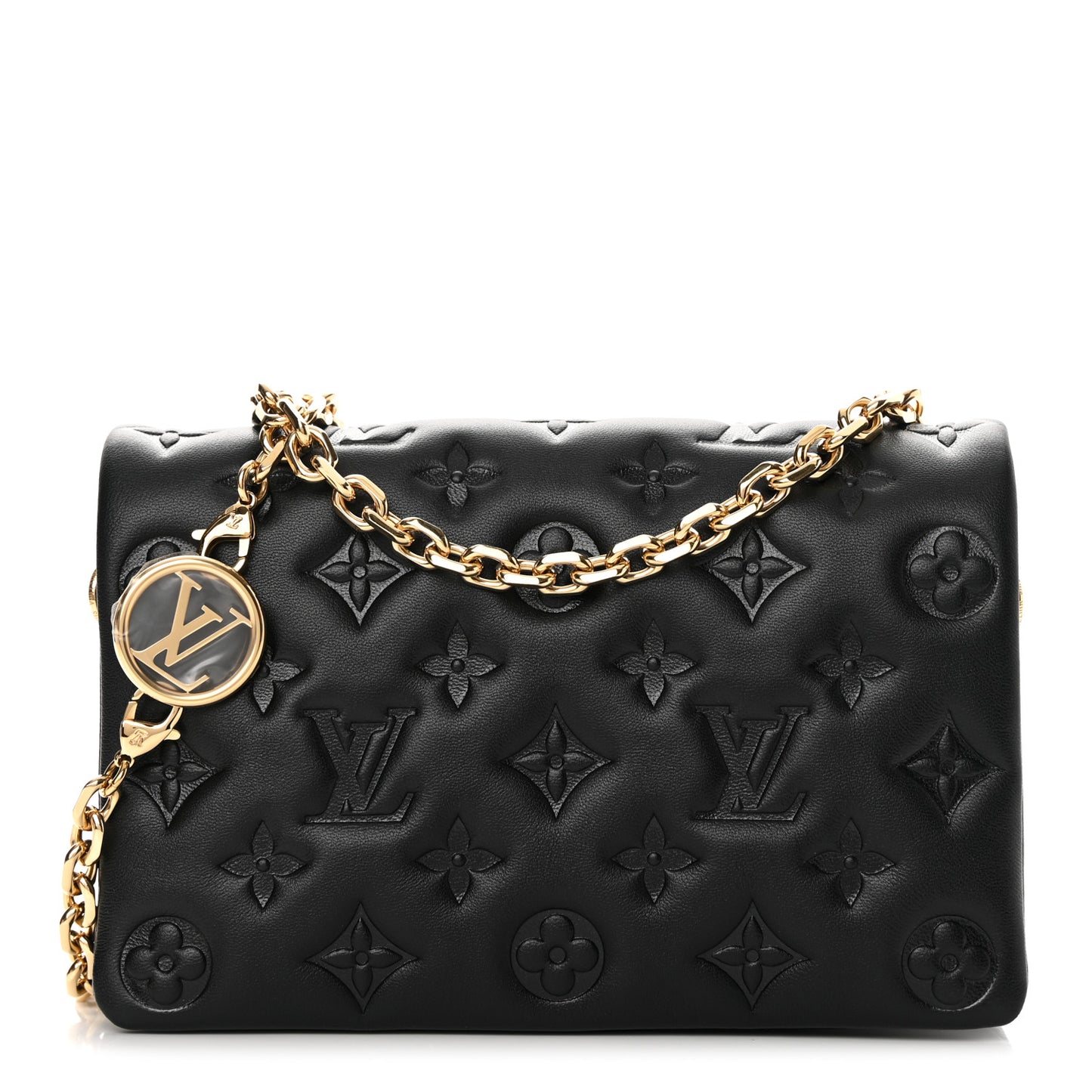 Lambskin Embossed Monogram Pochette Coussin Black