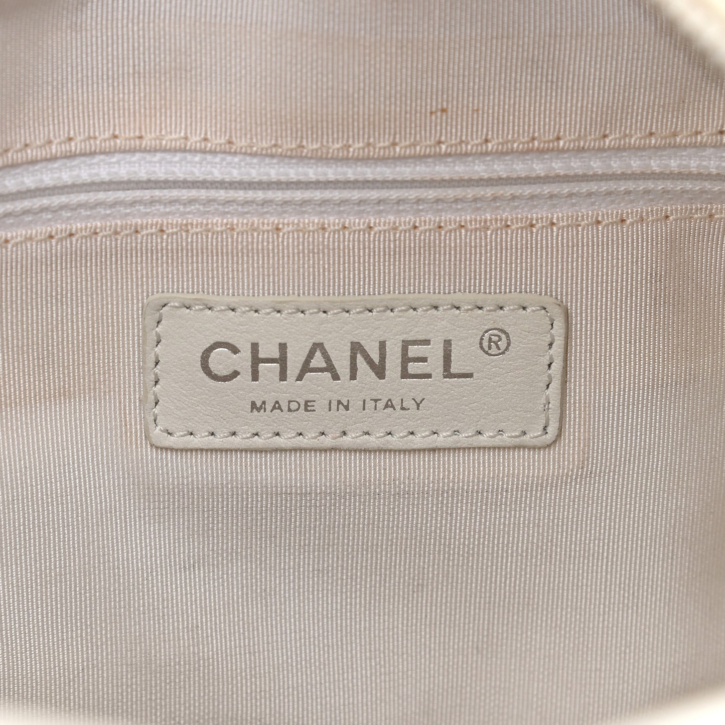 Calfskin CC Chevron All Day Long Tote White