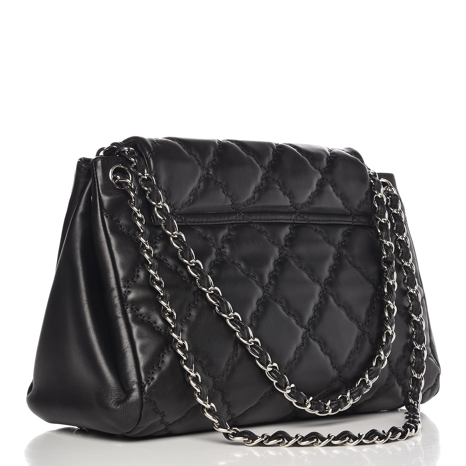 Chanel Calfskin Double Stitch Large Hamptons Flap Bag Black 4 of 11