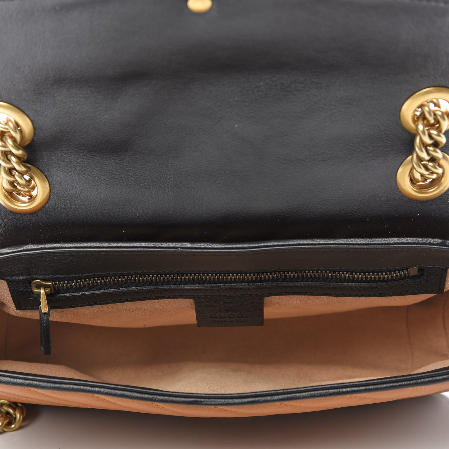 Vintage Effect Calfskin Matelasse Diagonal Small Torchon GG Marmont Shoulder Bag Cognac Black
