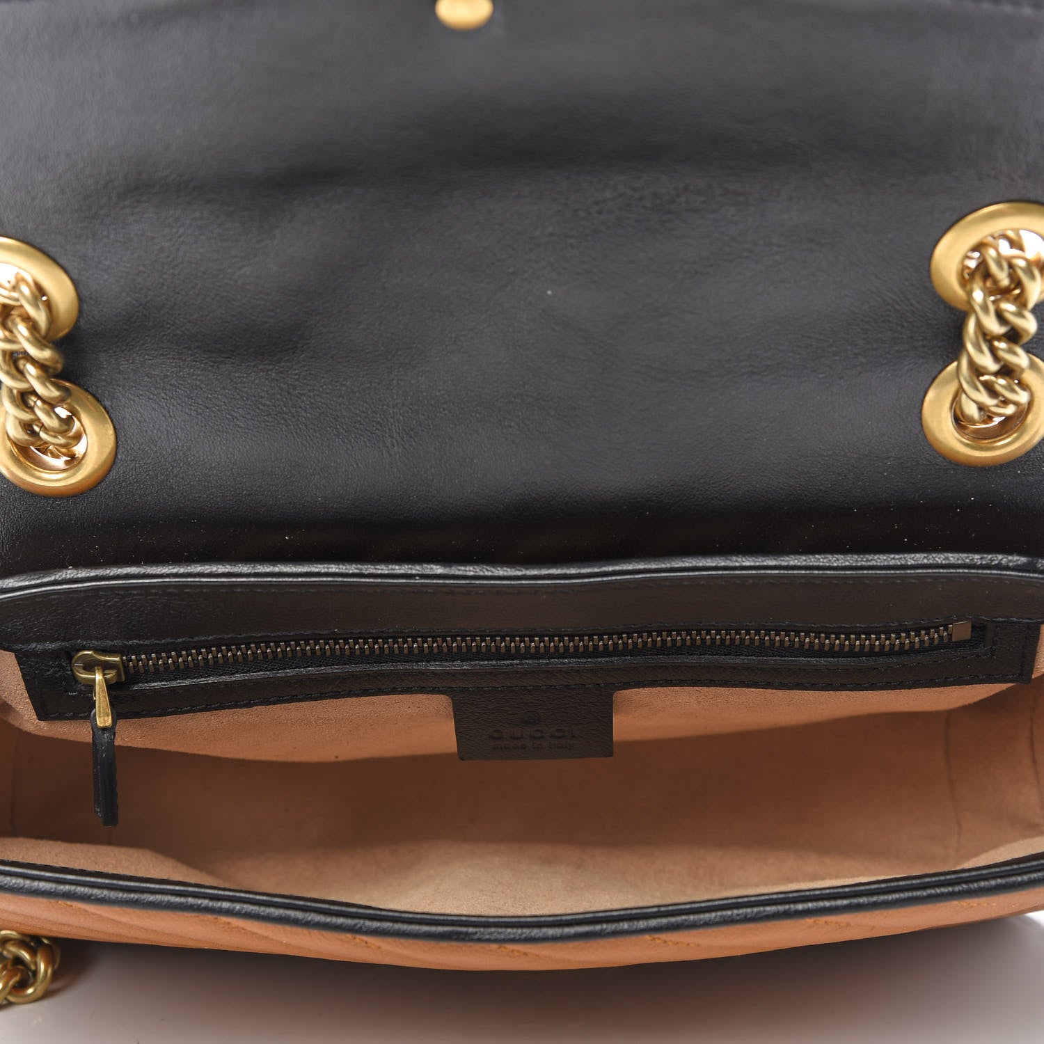 Gucci Vintage Effect Calfskin Matelasse Diagonal Small Torchon GG Marmont Shoulder Bag Cognac Black 5 of 9