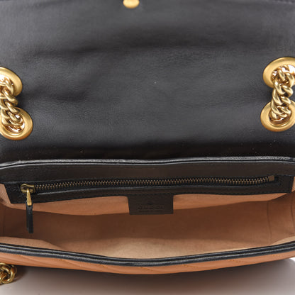 Gucci Vintage Effect Calfskin Matelasse Diagonal Small Torchon GG Marmont Shoulder Bag Cognac Black 5 of 9