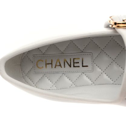 Chanel Lambskin Mary Jane Flats 38.5 White 6 of 9