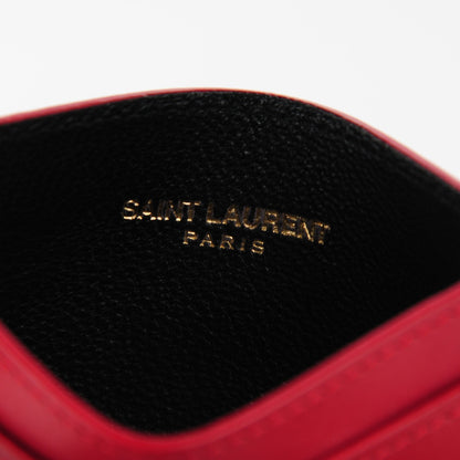 Saint Laurent Calfskin Credit Card Case Red 6 of 9