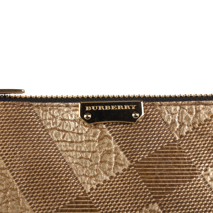 Burberry Metallic Signature Grain Calfskin Check Embossed Peyton Crossbody Clutch Bag Gold 12 of 12