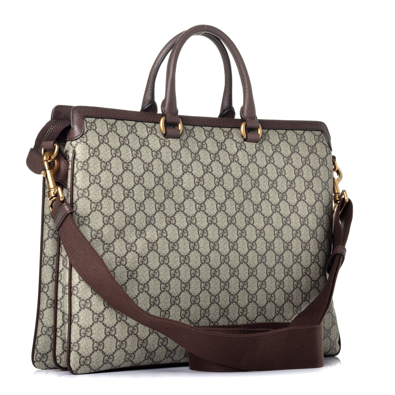 Gucci GG Supreme Monogram Web Ophidia Briefcase Beige New Acero 4 of 10