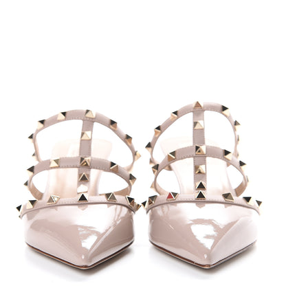 Valentino Garavani Patent Nappa Rockstud 50mm Cage Mules 40 Poudre 2 of 8