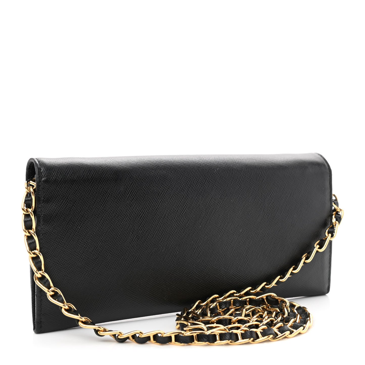 Saffiano Metal Oro Chain Wallet Black