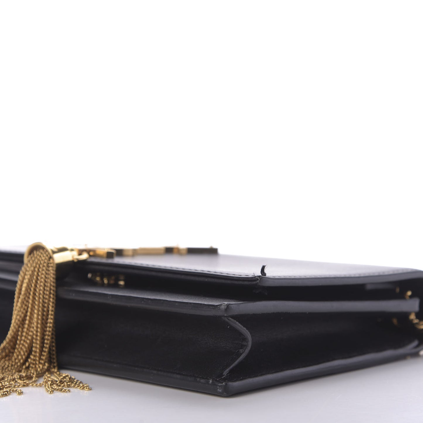 Smooth Calfskin Classic Monogram Kate Tassel Chain Wallet Black