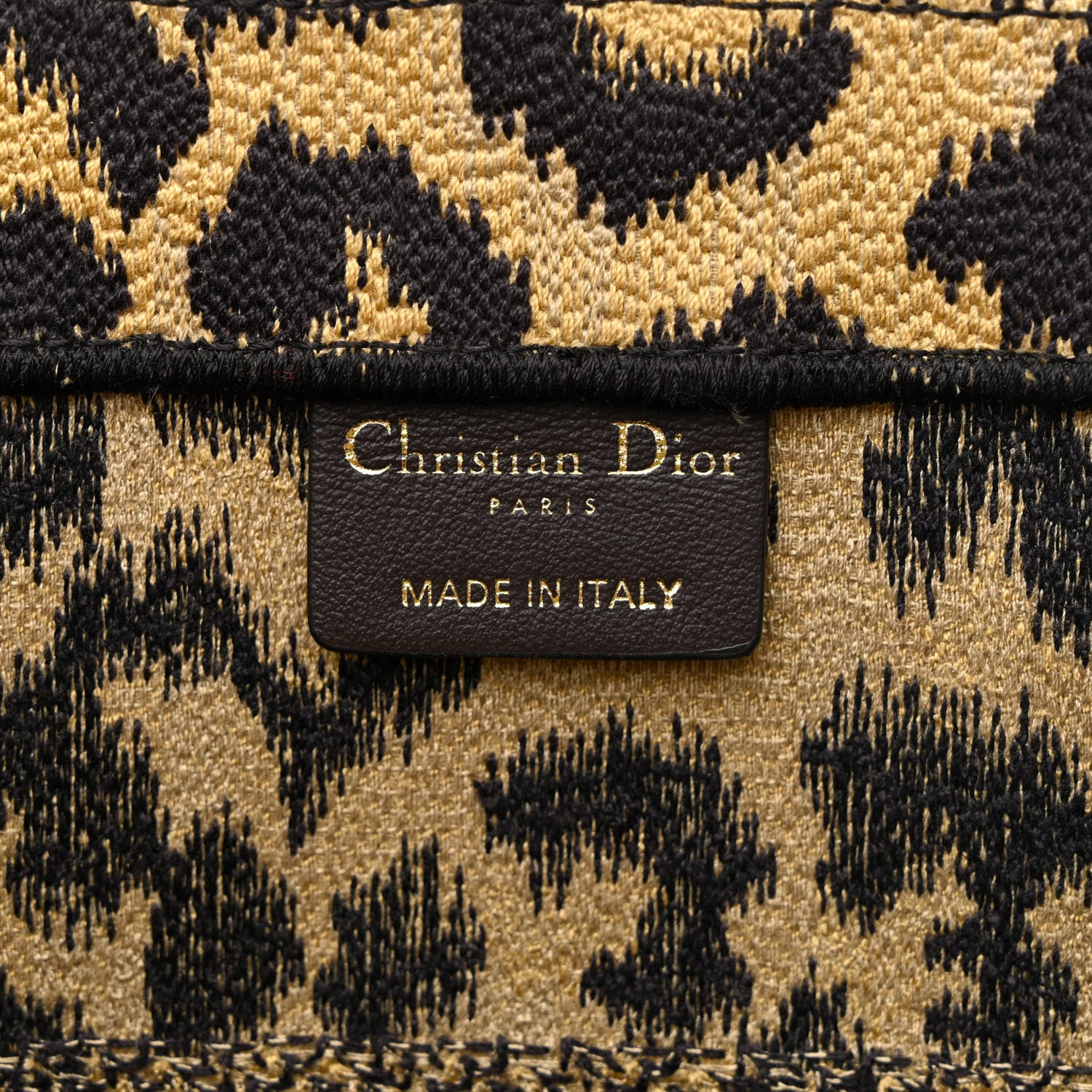Christian Dior Canvas Mizza Embroidered Medium Leopard Book Tote Beige 6 of 14