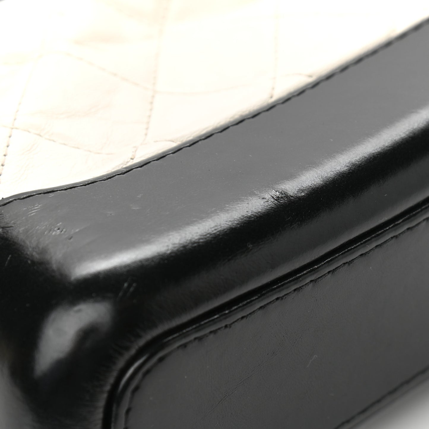 Aged Calfskin Quilted Small Gabrielle Hobo Black White