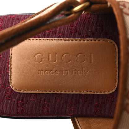 Gucci Canvas GG Monogram Mens Slingback Flat Sandals 6.5 Beige Ruggine Cuir 7 of 8