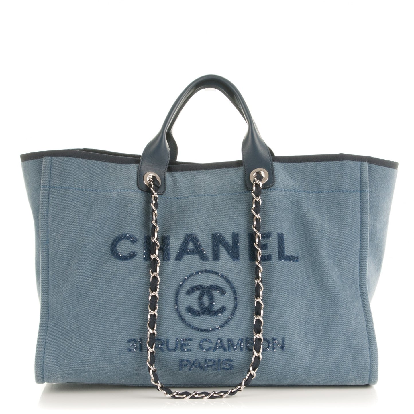 Canvas Sequin Large Deauville Tote Navy