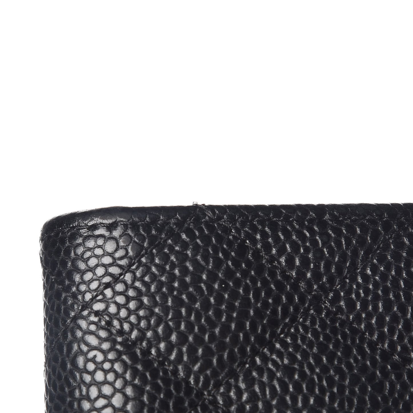 Caviar Quilted Flap Card Holder Black