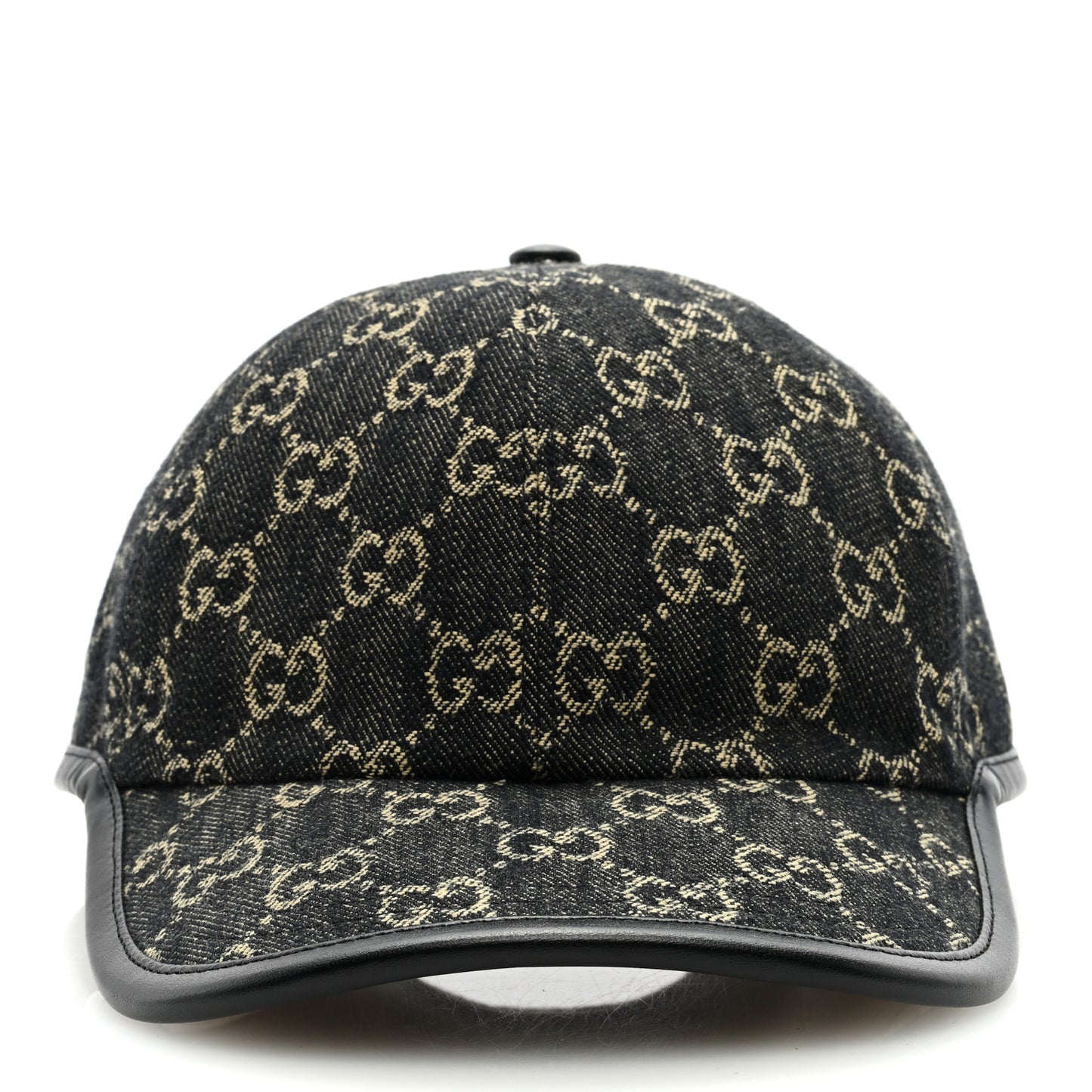 Denim Calfskin GG Monogram Oscar Baseball Hat S Black Ivory