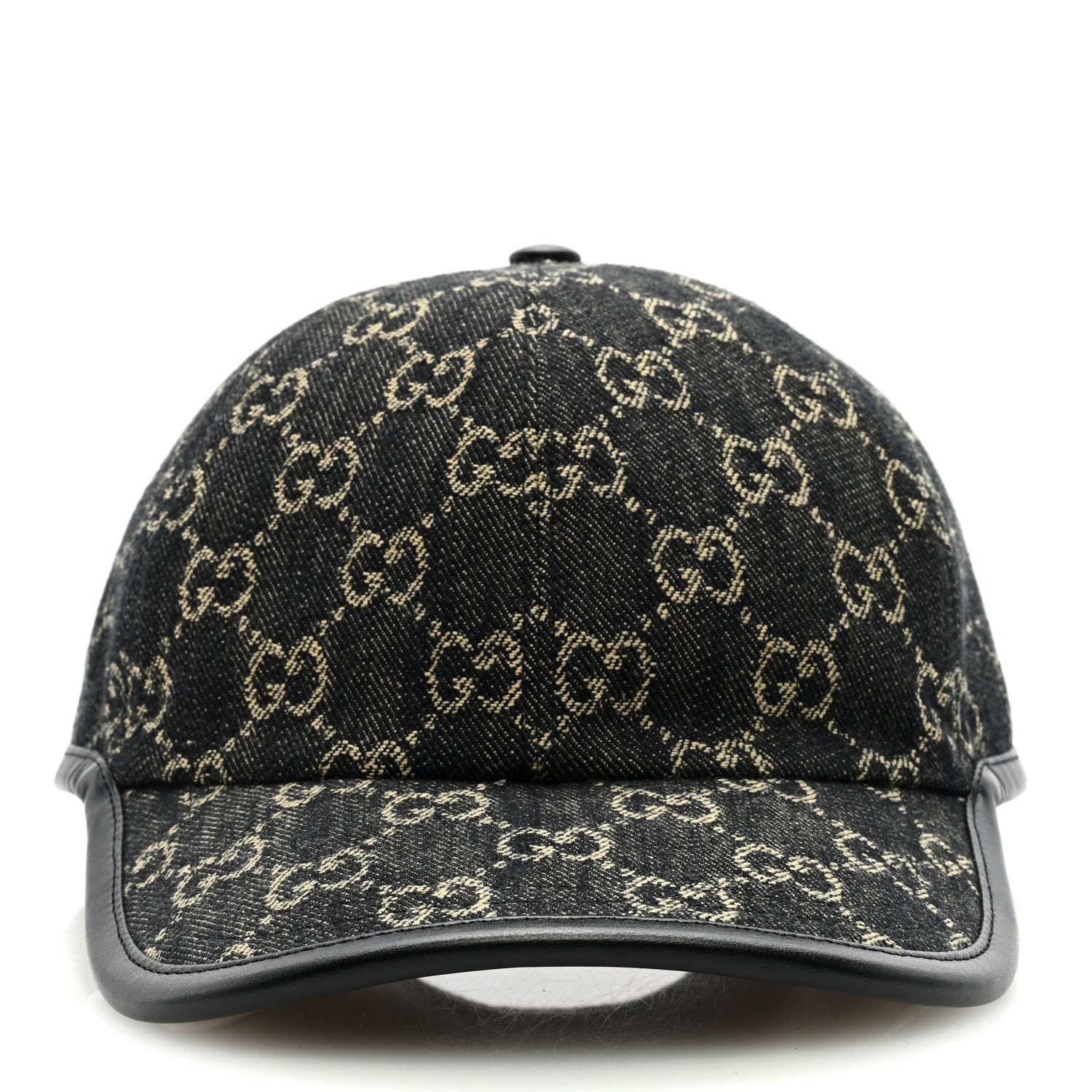 Gucci Denim Calfskin GG Monogram Oscar Baseball Hat S Black Ivory 2 of 7