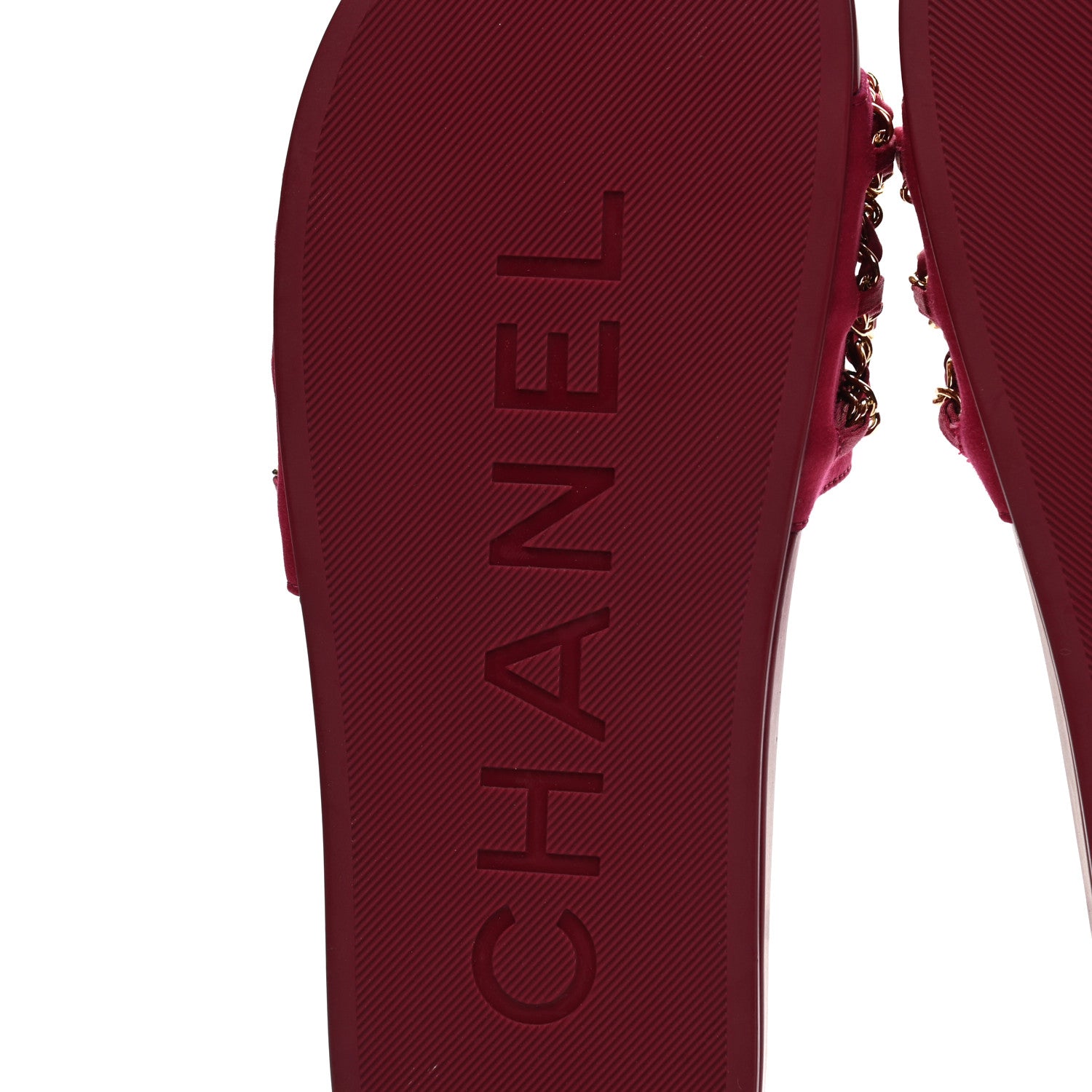 Chanel Satin Chain Flat Sandals 39 Dark Fuchsia 6 of 9