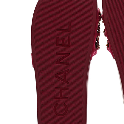 Chanel Satin Chain Flat Sandals 39 Dark Fuchsia 6 of 9