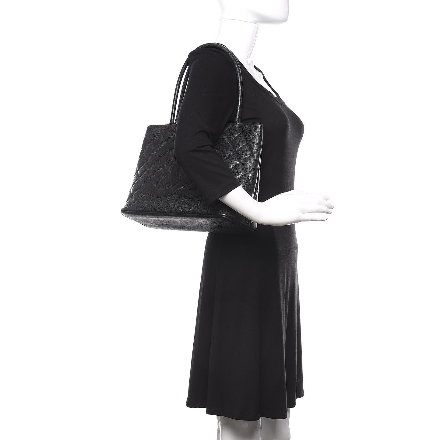 Caviar Quilted Medallion Tote Black