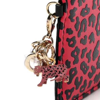 Christian Dior Calfskin Leopard Print Card Holder Pink Black 8 of 9