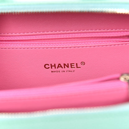 Chanel Caviar Quilted Medium CC Filigree Vanity Case Pink Green Blue 8 of 10