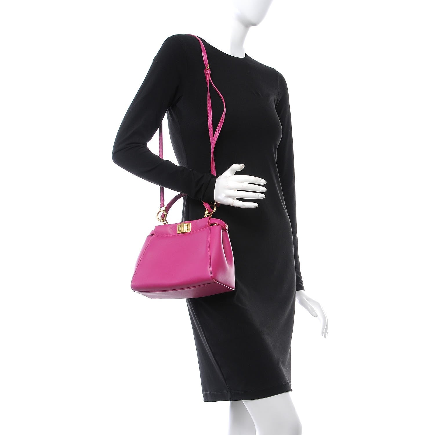 Fendi Nappa Mini Peekaboo Iconic Satchel Magenta 2 of 10