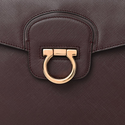 Salvatore Ferragamo Calfskin Gancini Top Handle Shoulder Bag Burgundy 8 of 13