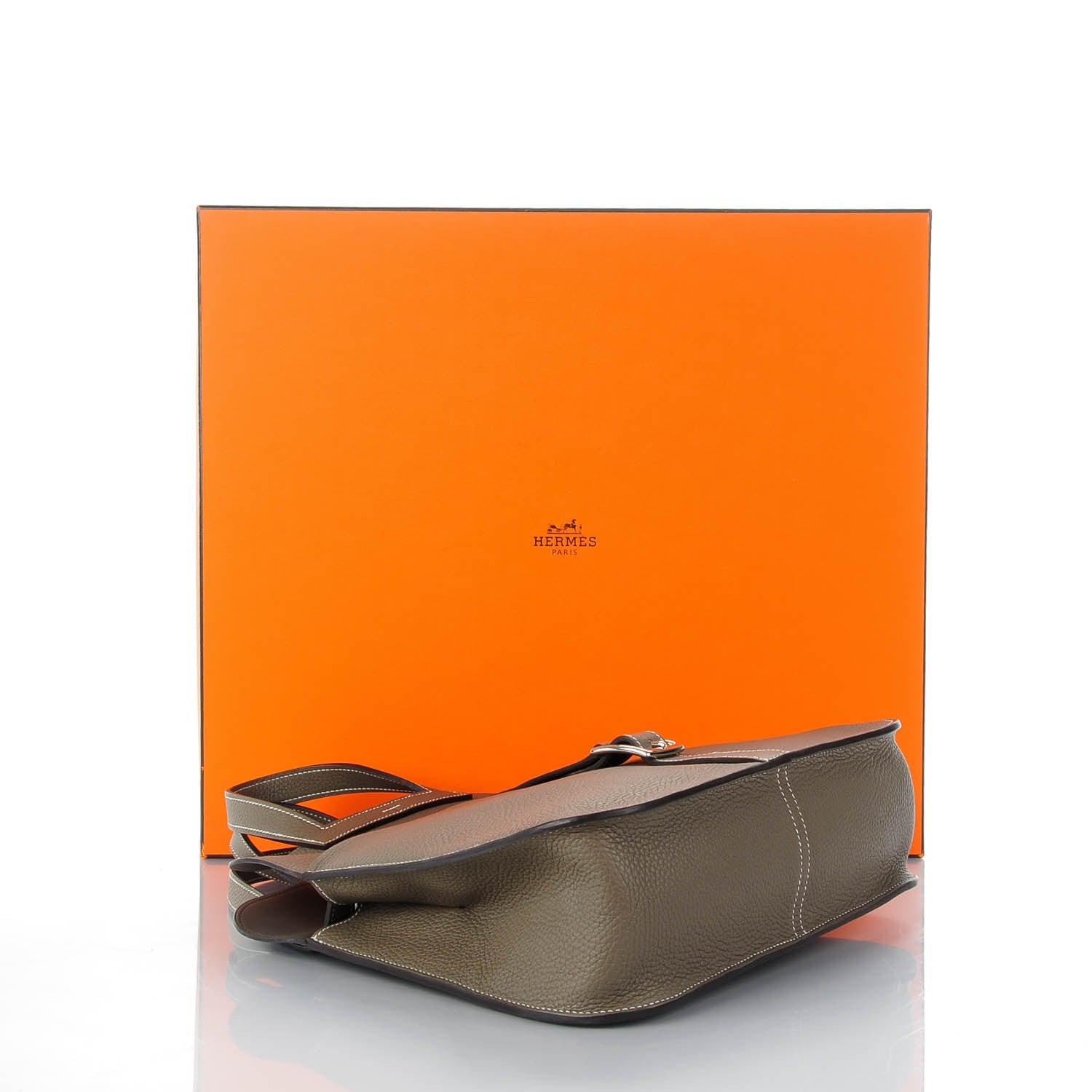 Hermes Taurillon Clemence Halzan 31 GM Etain 4 of 7