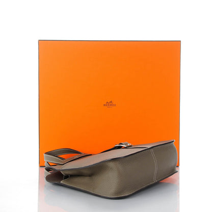 Hermes Taurillon Clemence Halzan 31 GM Etain 4 of 7