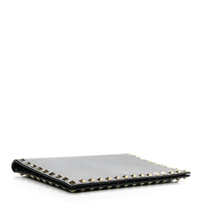 Valentino Garavani Pebbled Calfskin Rockstud Flap Clutch Black 4 of 9