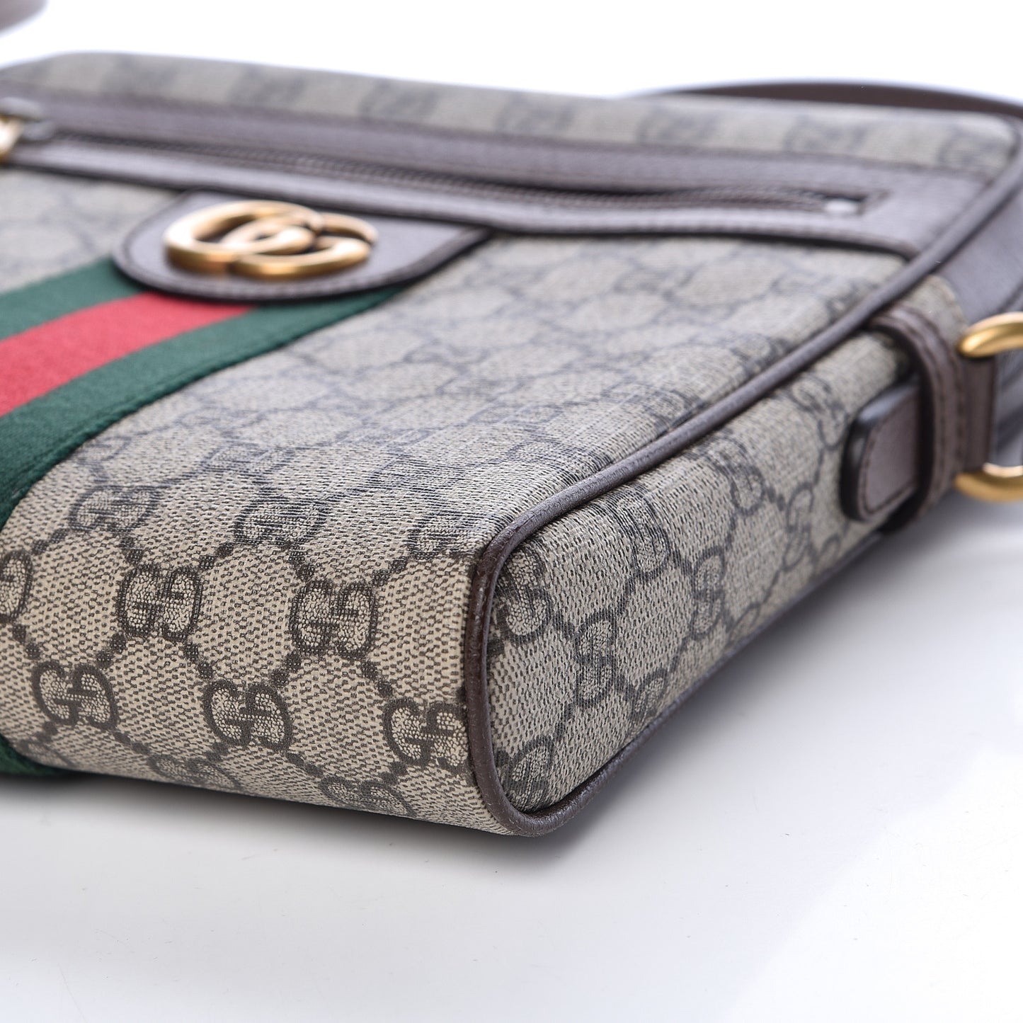 GG Supreme Monogram Web Small Ophidia Messenger Bag Brown