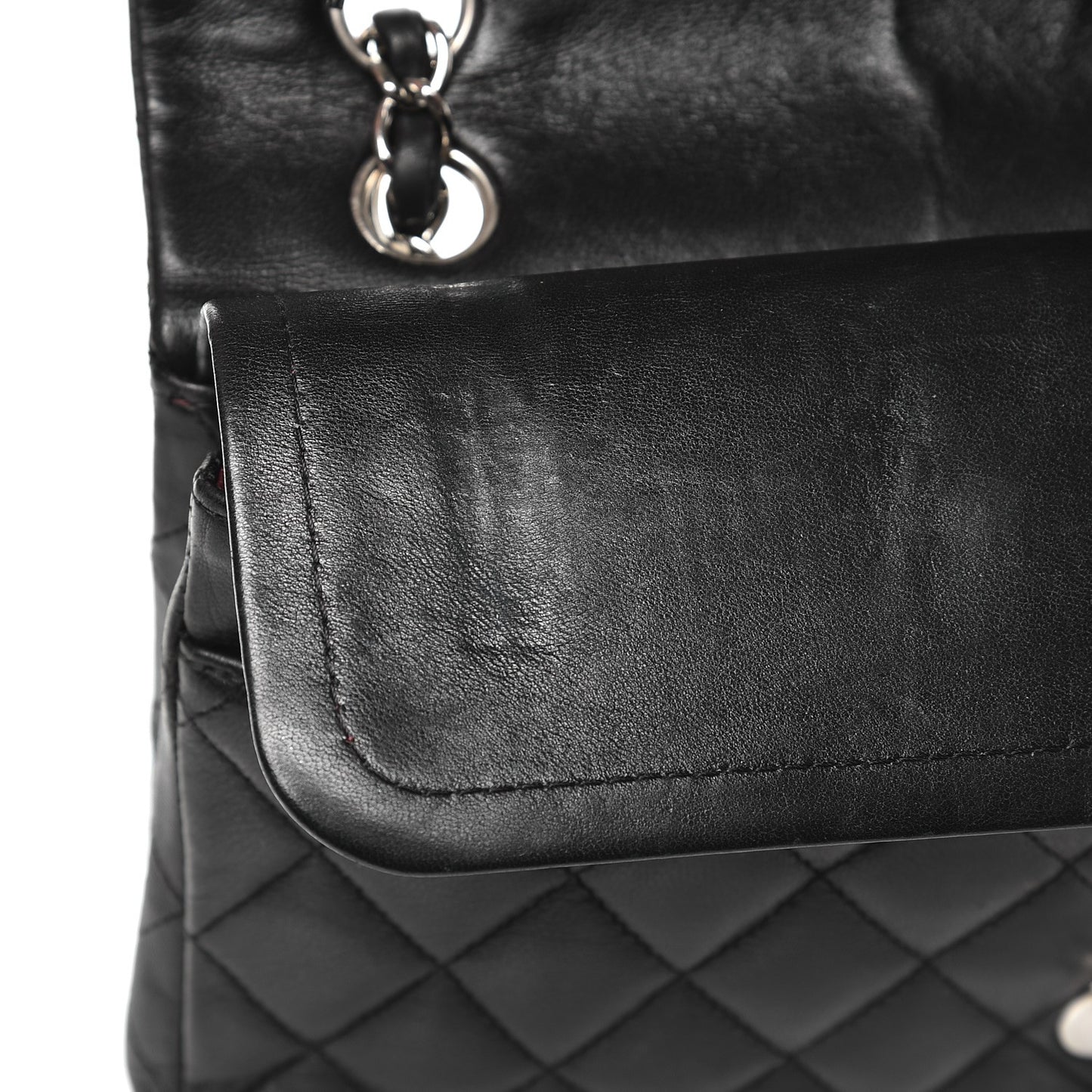 Lambskin Quilted Medium Double Flap Black