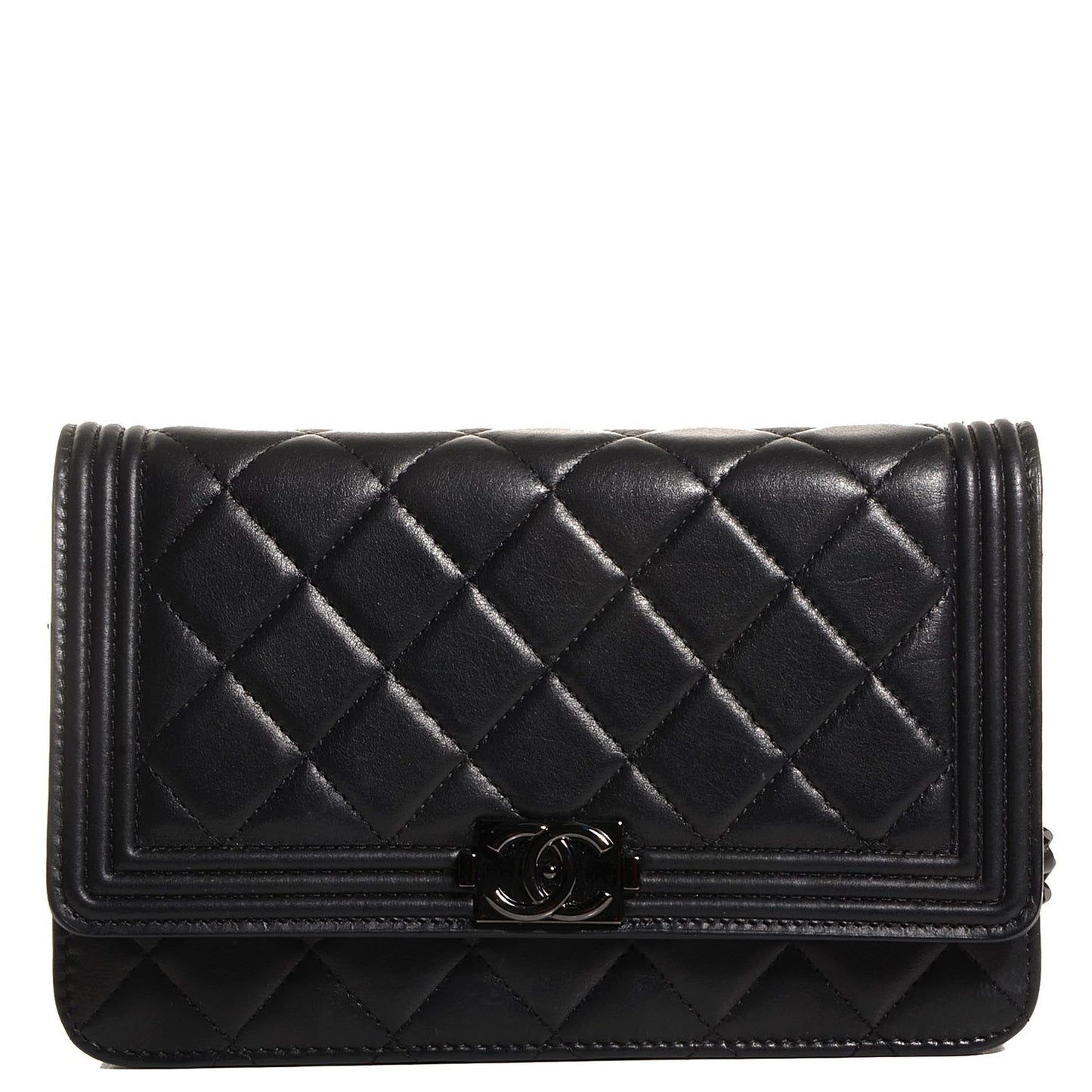 Lambskin Quilted Boy Wallet On Chain WOC So Black