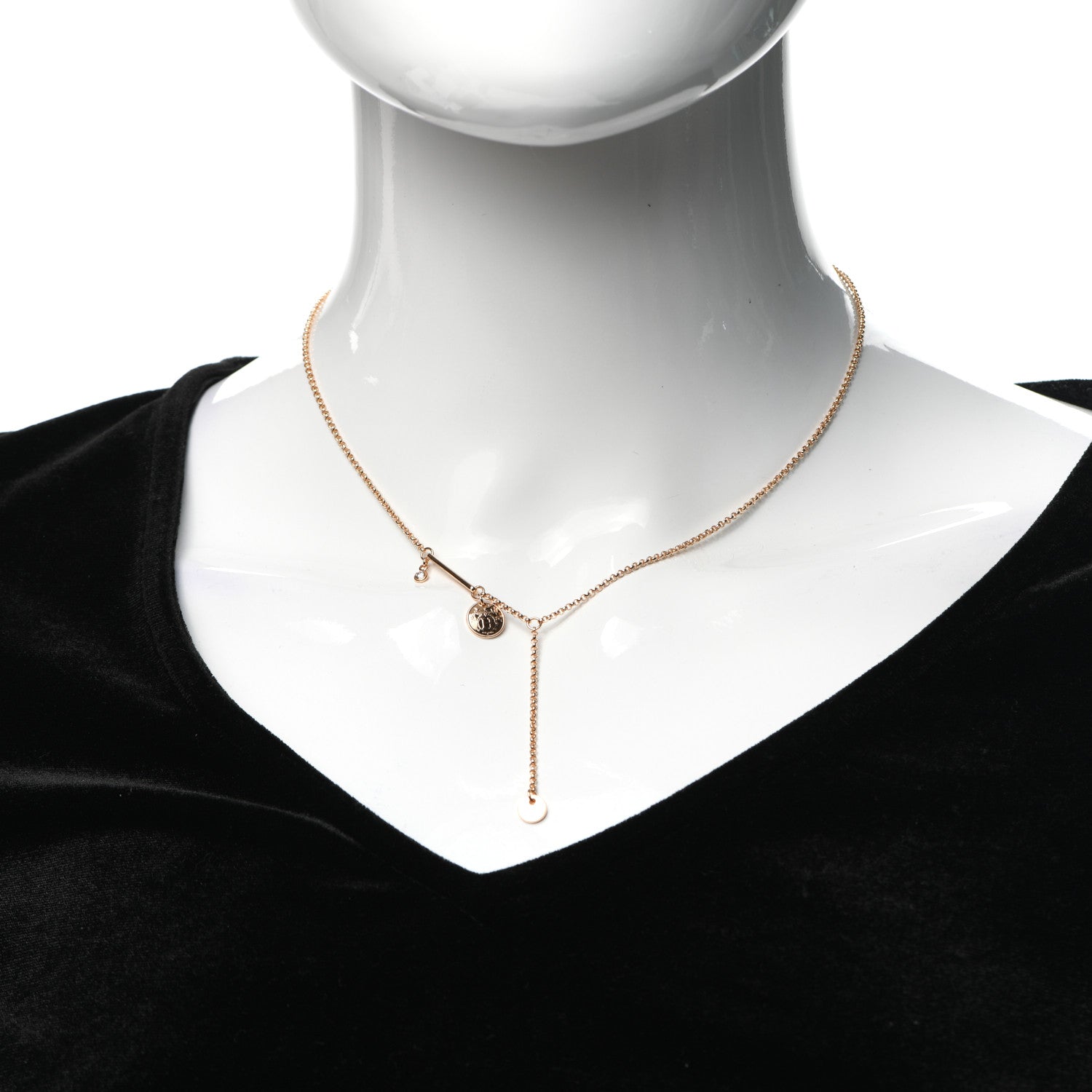 Hermes 18K Rose Gold Diamond TPM Ex-Libris Pendant Necklace 2 of 5