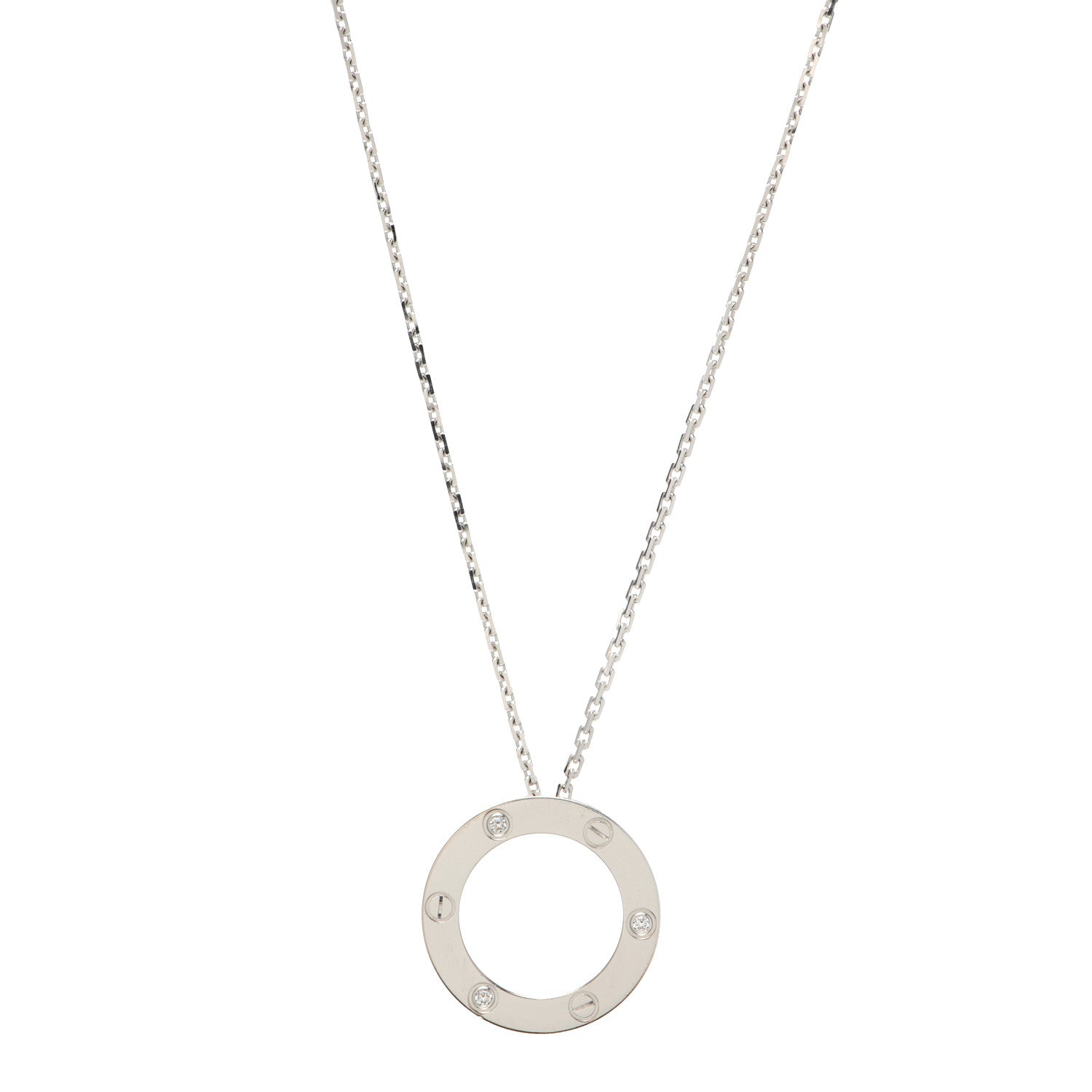 Cartier 18K White Gold 3 Diamonds LOVE Pendant Necklace 1 of 6