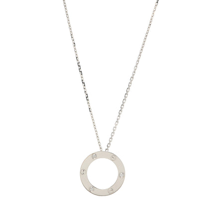 Cartier 18K White Gold 3 Diamonds LOVE Pendant Necklace 1 of 6